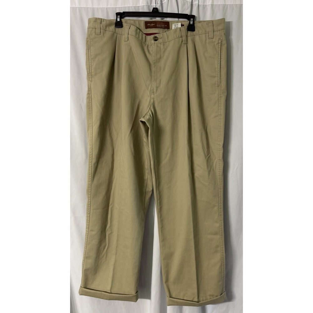 NWT Eddie Bauer Mens Khaki Ruston Fit Pleated Casual Pants Slacks Trousers 42x30